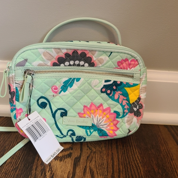 Vera Bradley Handbags - Vera Bradley Iconic RFID Little Crossbody Mint Flowers NEW